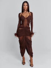 Cherrey Maxi Dress Chocolate
