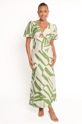 Ginevra Maxi Dress - Cream/Green