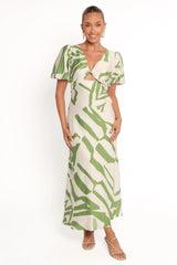 Ginevra Maxi Dress - Cream/Green