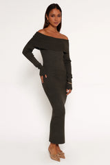 Archie Off The Shoulder Midi Dress - Olive