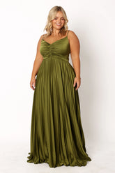 Naira Pleated Maxi Dress - Palm Green