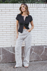 Leila Printed Wide Leg Jean - Leopard