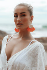 Eloise Tassel Earrings - Gold/Orange
