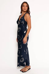 Ashlyn Midi Dress - Navy Print