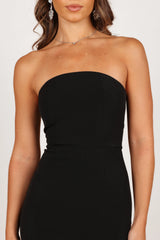 Clara Feather Trim Midi Dress - Black