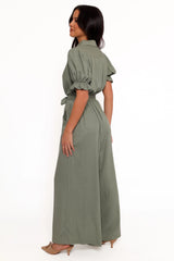 Minnie Waist Tie Jumpsuit - Olive
