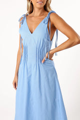 Lainey Tie Maxi Dress - Blue