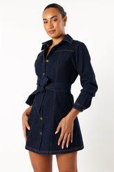 Natala Long Sleeve Mini Dress - Denim