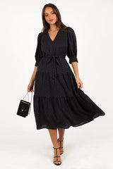 Moscow Midi Dress - Black Polka Dot