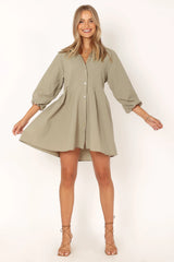 Criselle Long Sleeve Mini Dress - Khaki