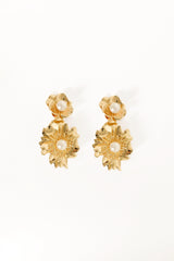 Lilou Flower Pearl Earrings - Gold