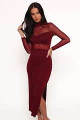 Farrow Long Sleeve Midi Dress - Wine