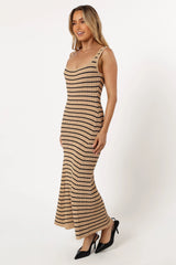Henry Striped Midi Dress - Beige Black