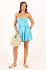 Marie Tie Front Romper - Blue