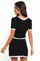 Madalyn Knit Skirt Set - Black
