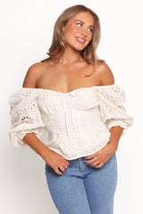 Mairead Eyelet Top - Cream