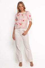 Keegan Flower Knit Sweater - Pink