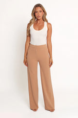 Liora Flat Front Knit Pants - Mocha