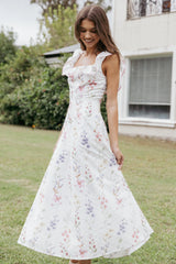 Lucille Maxi Dress - White Floral