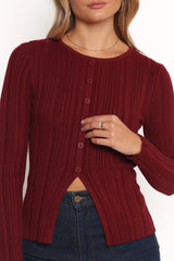 Hatte Cardigan Top - Dark Cherry