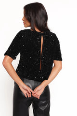 Celesti Sequin Top - Black