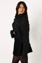 Eleanor Lurex Shine Knit Sweater - Black
