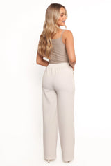 Cinch Wide Leg Crepe Pant - White