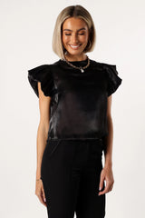 Marianna Ruffle Sleeve Top - Black