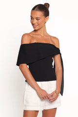Charama Off Shoulder Knit Top - Black