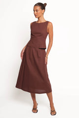Chiaro Midi Skirt - Brown