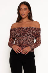 Koa Off Shoulder Top - Leopard