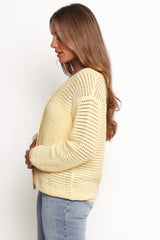 Carrie Button Front Cardigan - Yellow