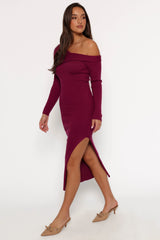 Cammie Long Sleeve Midi Dress - Fuchsia