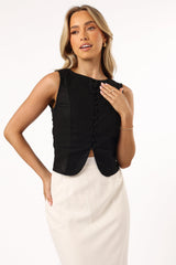 Daniella Linen Vest - Black