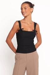 Marley Bow Knit Top - Black