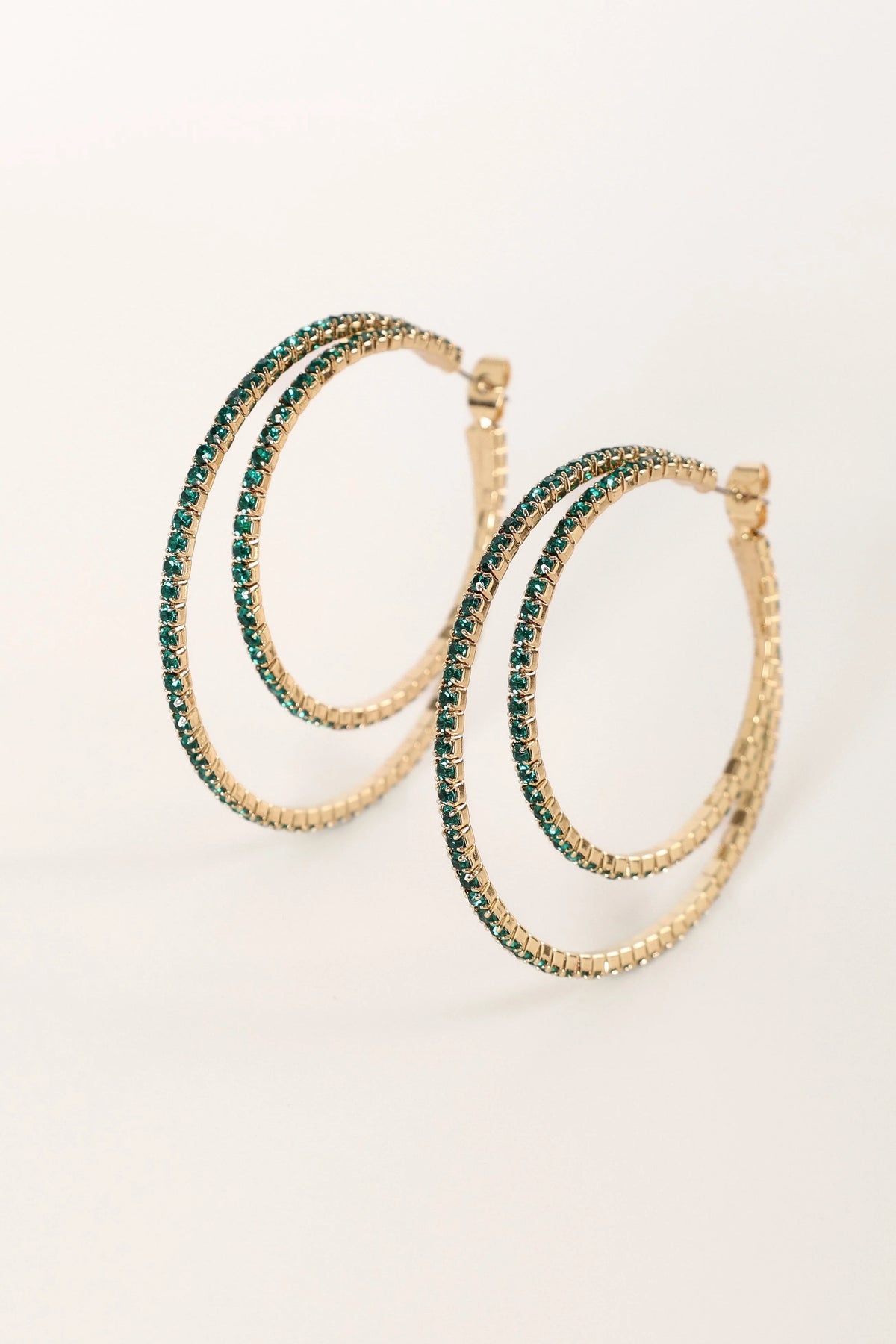 Dancer Double Hoop Earrings - Green