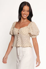 Maud Top - Cream Brown Floral