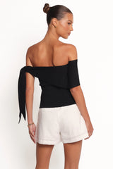 Charama Off Shoulder Knit Top - Black