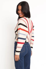 Marie Stripe Knit Sweater - White