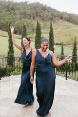 Anela Asymmetric Midi Dress - Navy