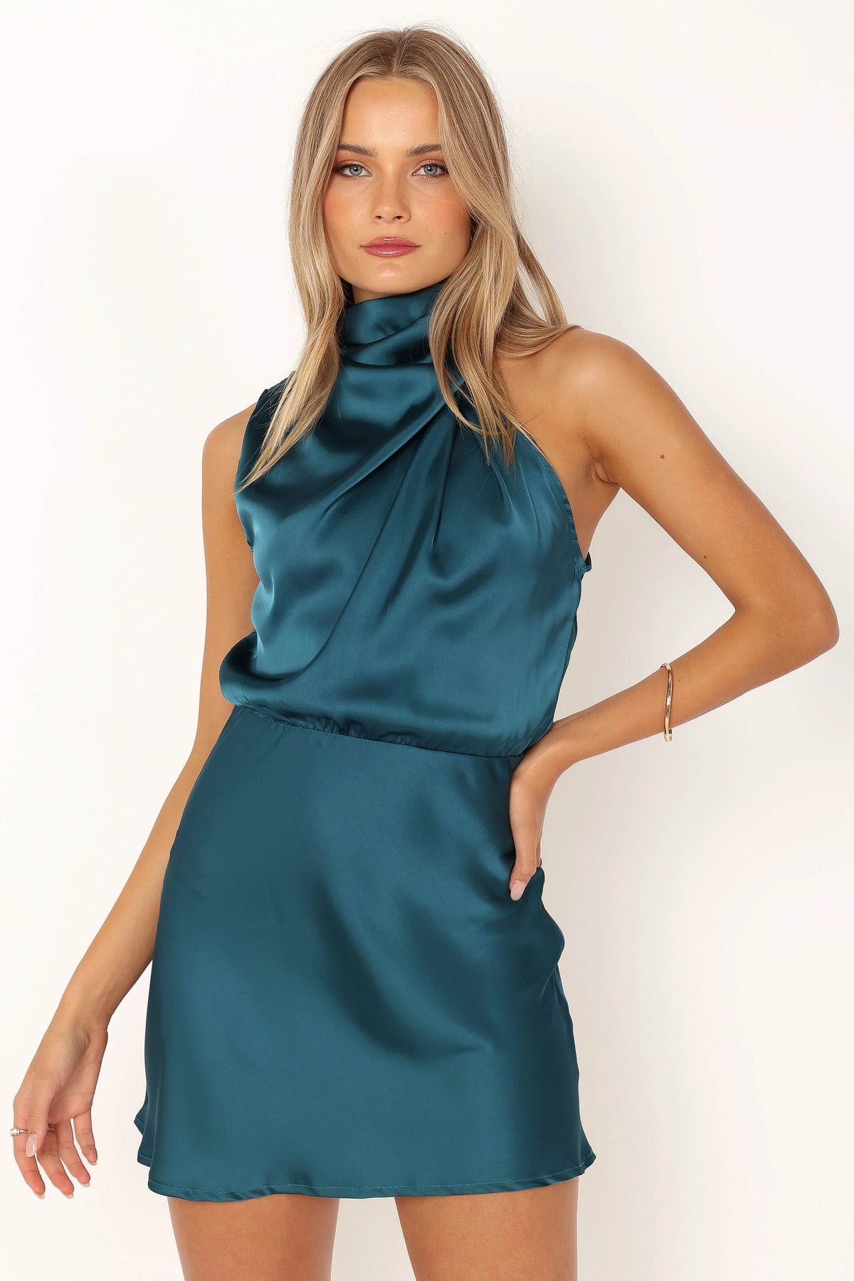 Anabelle Halter Neck Mini Dress - Teal