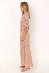 Margot Wrap Maxi Dress - Orange Print