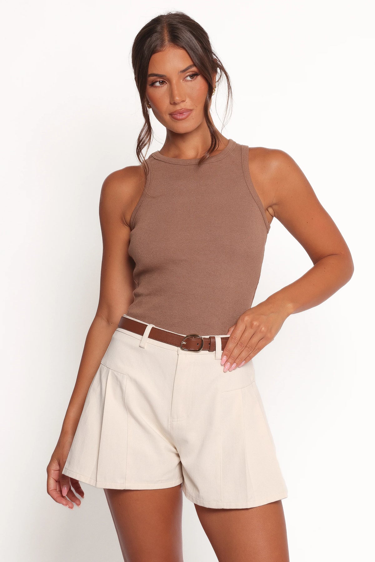 Ari Ribbed Tank - Mocha