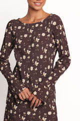Amity Mini Dress - Brown Floral