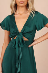 Amanda Hi Lo Tie Front Dress - Emerald