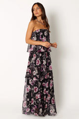 Bloom Strapless Maxi Dress - Black Floral