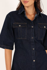 Hailey Denim Mini Dress - Dark
