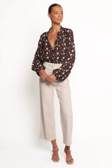 Marni Top - Brown Ditsy