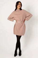 Maeve Long Sleeve Mini Dress - Mocha