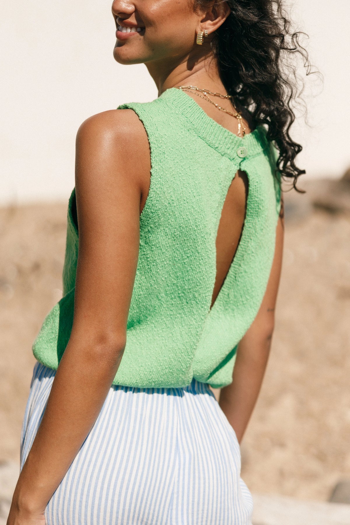 Cece Open Back Top - Green